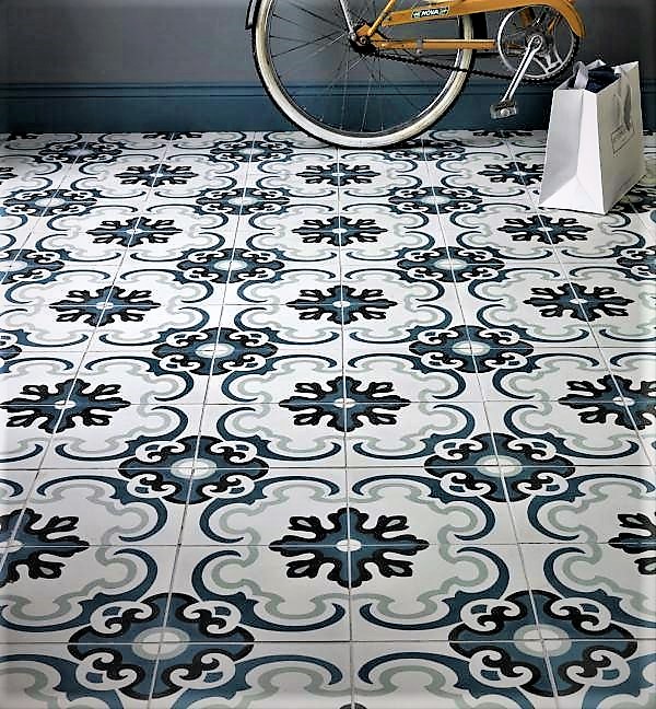 Vermont Blue Encaustic Look 200x200, Mediterranean Floor Tiles Australia