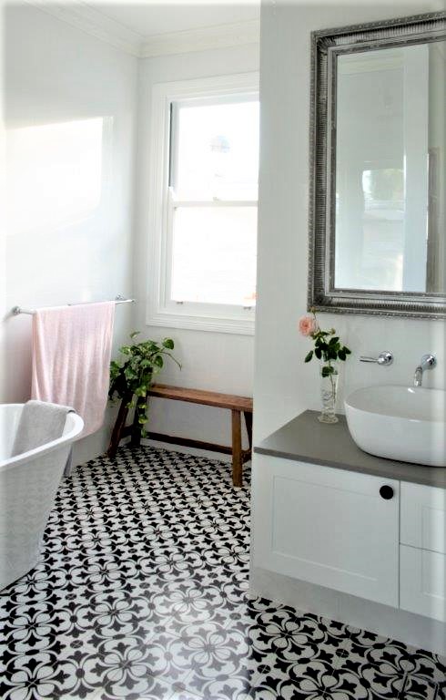 melbourne_vermont_valencia_black_white_ encaustic_look_porcelain_floor_tile_cement_Mitcham_tile_centre_nunawading_lifestyle